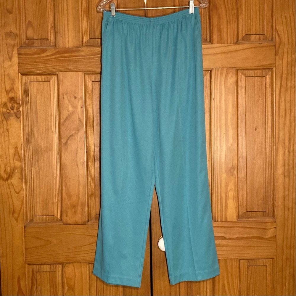 NWOT Alfred Dunner Vintage 80s 90s Pull On Elastic Waist Pants Blue Green Sz 12
